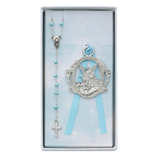 Guardian Angel Crib Medal and Rosary Set Crib Medal and Rosary Set Baby Gifts