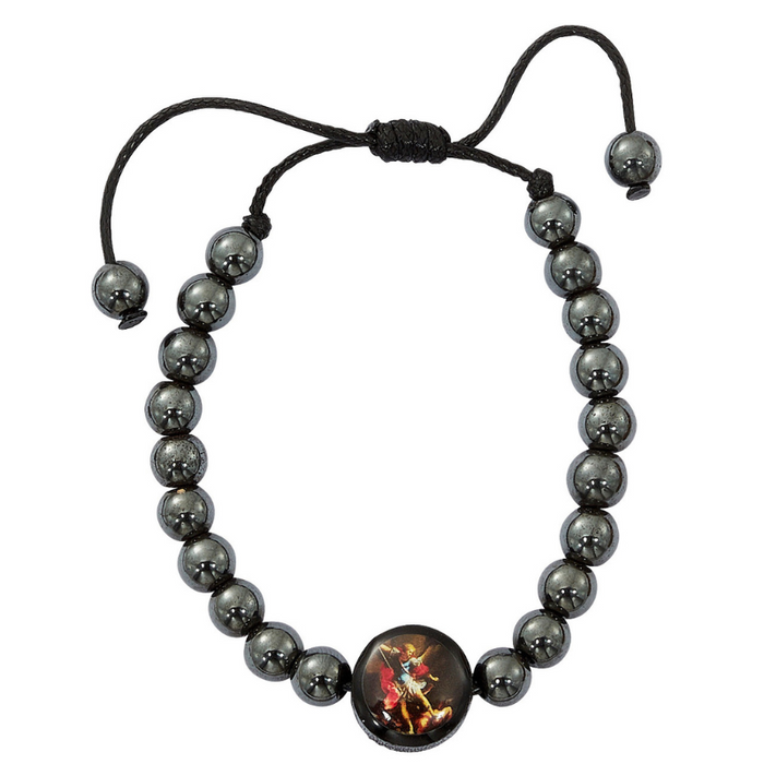 Hematite Adjustable St. Michael Bracelet - BEST SELLER