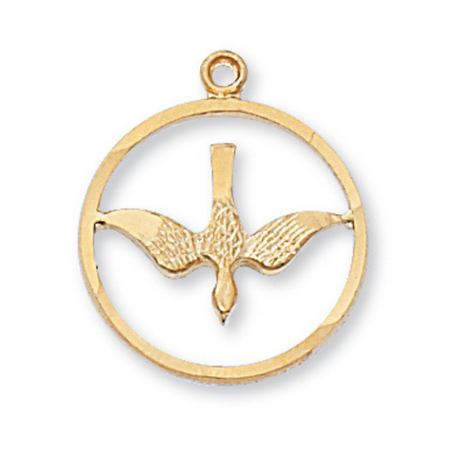 Holy Spirit Medal Sterling Silver with 18" Gold Plated Brass Chain