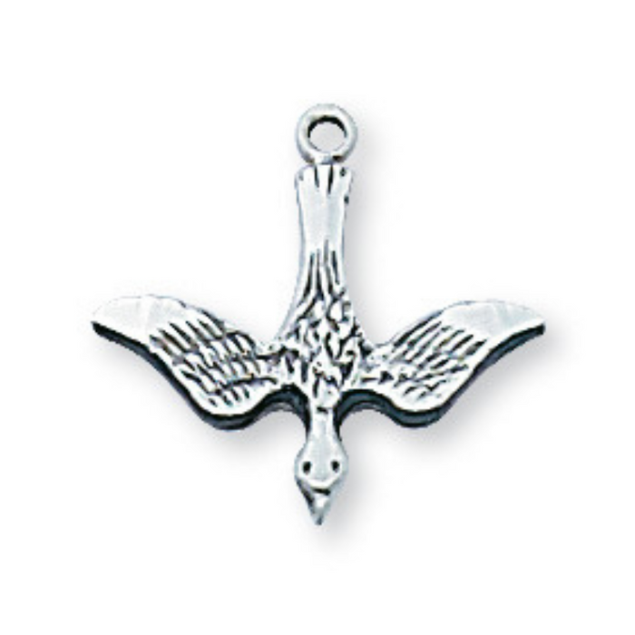 Holy Spirit Medal Sterling Silver with 18" Rhodium Plated Brass Chain