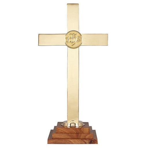 IHS Altar Cross with Wooden Base