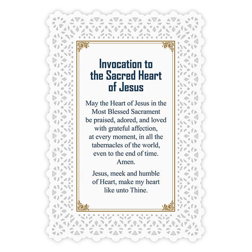 Invocation To The Sacred Heart Of Jesus Lace Holy Card