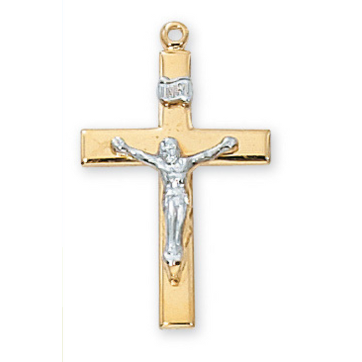 Crucifix Gold Over Sterling Silver with 18" Gold Plated Chain