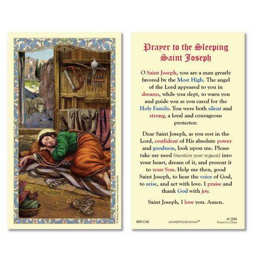 Laminated Holy Card Sleeping St. Joseph - 25 Pcs. Per Package