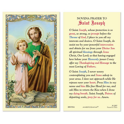 Laminated Holy Card St. Joseph And Child - 25 Pcs. Per Package