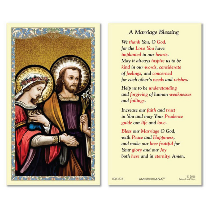 Laminated Holy Card Wedding At Cana