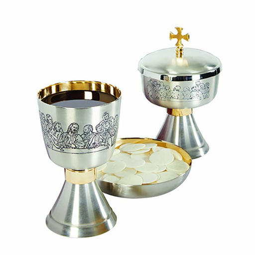 Last Supper Chalice, Ciborium and Bowl Paten Set