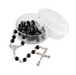 Jet Black Glass Bead Rosary with Madonna Centerpiece - 12 Pieces Per Package