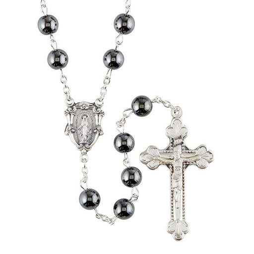 Men's Grey Rosary Miraculous Medal Medal Dangle