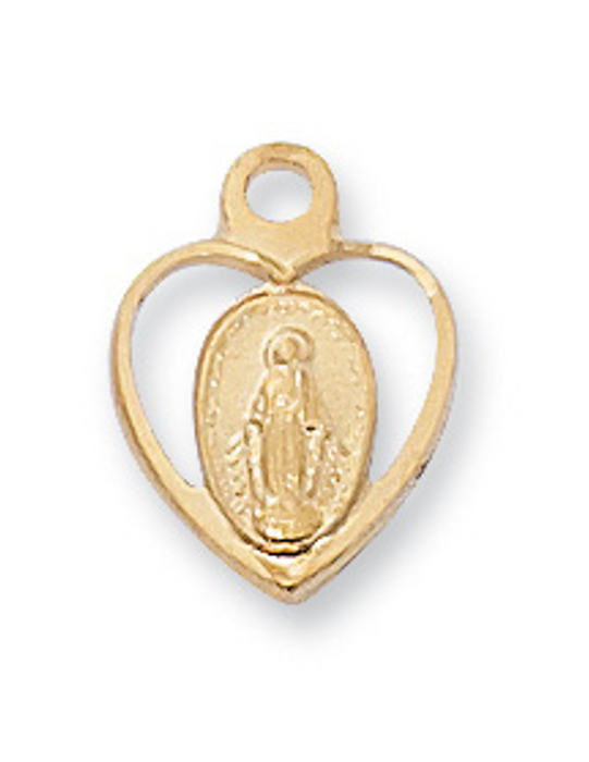 Miraculous Medal Gold Over Sterling Silver with 16" Gold Plated Chain