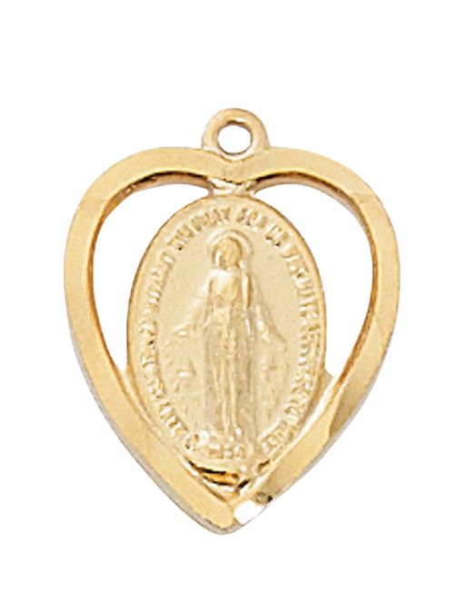 Miraculous Medal Gold Over Sterling Silver with 18" Gold Plated Chain