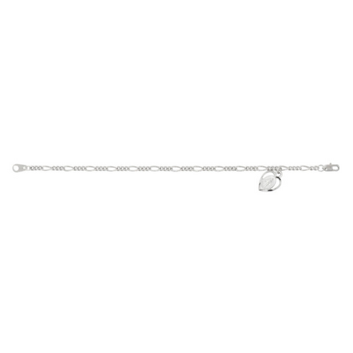 Miraculous Medal Imitation Rhodium-Plated Figaro Bracelet