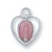 Miraculous Medal Sterling Silver with Pink Enamel and 16" Rhodium Plated Chain