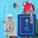 Our Lady of Lourdes Rosary, Miraculous Holy Water Bottle, Miraculous Auto Rosary And Our Lady of Grace Prayer Folder - Our Lady Gift Set