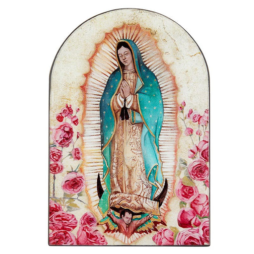 Our Lady Of Guadalupe Arched Wood Plaque