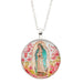 Our Lady Of Guadalupe Silver Necklace with Art Tile Round Pendant