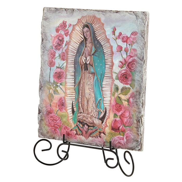 Our Lady Of Guadalupe Square Tile Plaque with Stand