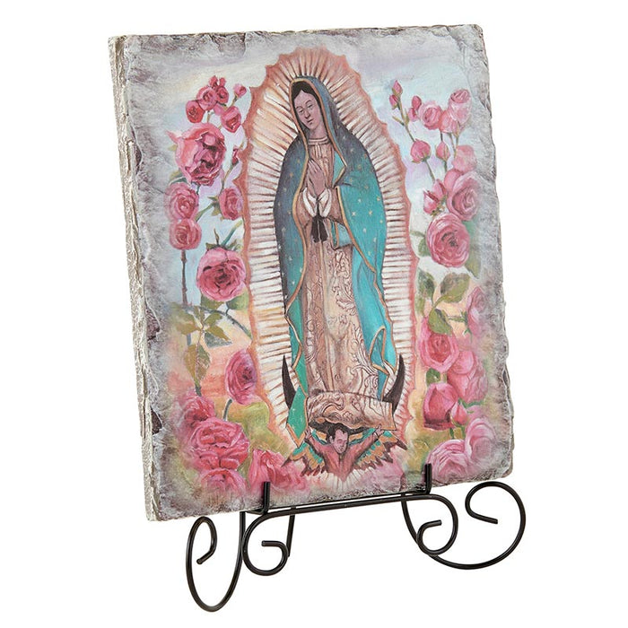 Our Lady Of Guadalupe Square Tile Plaque with Stand