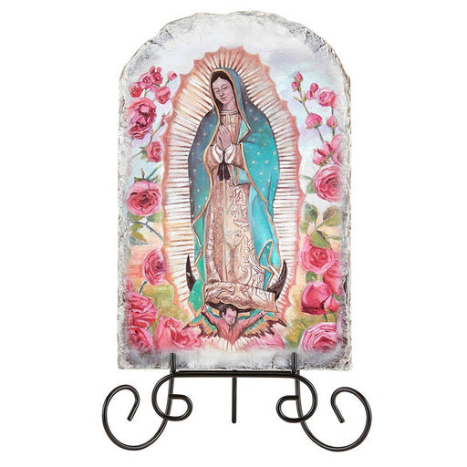 Our Lady of Guadalupe Arched Tile Plaque with Stand