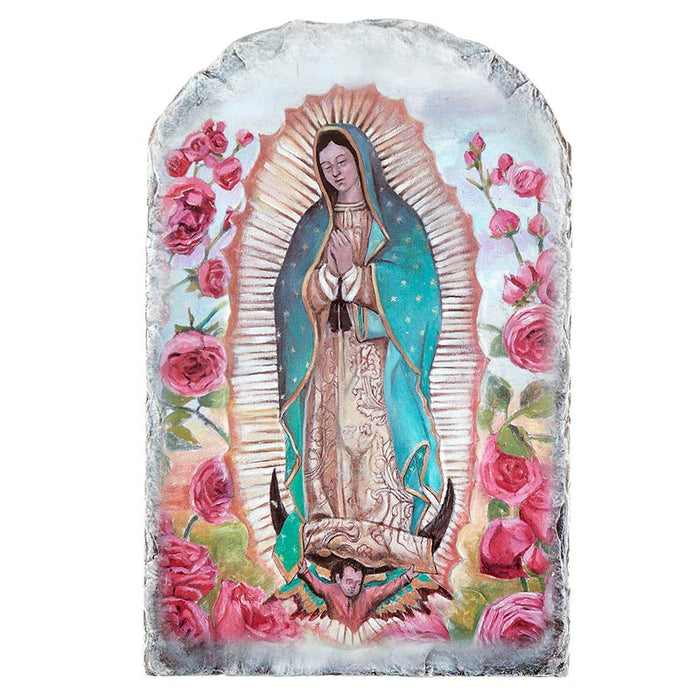 Our Lady of Guadalupe Arched Tile Plaque with Stand