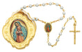 Our Lady of Guadalupe Gold Plated w/ Blue Pearl Rosary