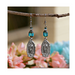 Our Lady of Guadalupe Teal Crystal Earrings