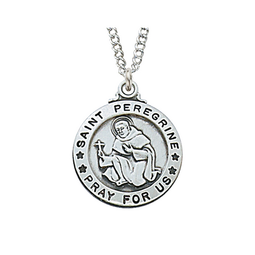 Pewter St. Peregrine Medal Pewter St. Peregrine Medal with chain Pewter St. Peregrine Necklace Pewter Saint Peregrine Medal Saint Peregrine Necklace