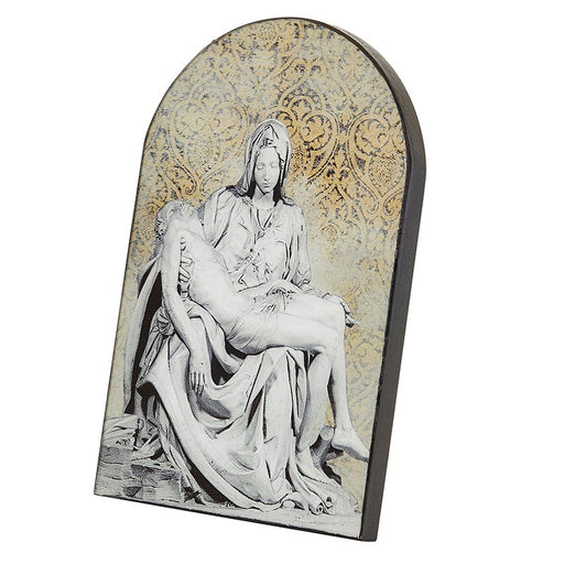 Pieta Garden Arched Wood Plaque