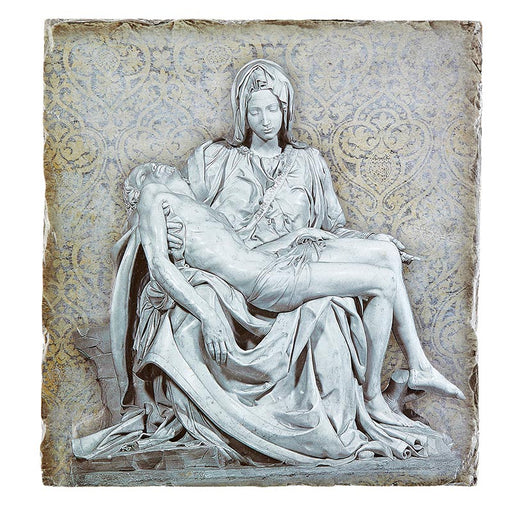 Pieta Garden Square Tile Plaque with Stand