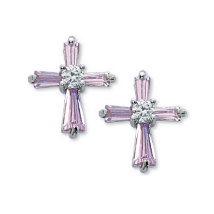 Pink Cubic Zirconia Communion Earring