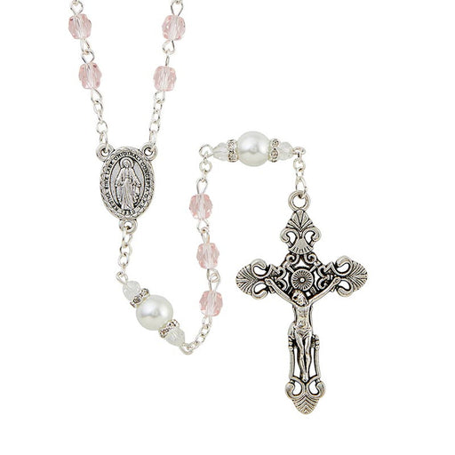 Pink Gift of New Life Collection Rosary With Miraculous Center