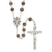 Pompeii Collection Gray Rosary With Miraculous Medal Medal Center