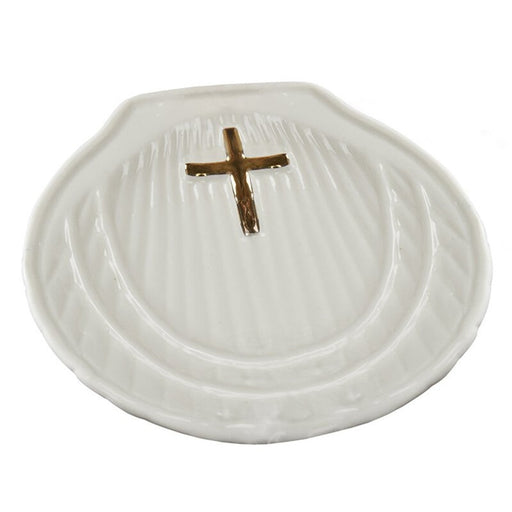 Porcelain Baptismal Shell with Cross