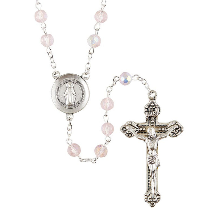 Prague Rose Rosary With Miraculous Medal Center