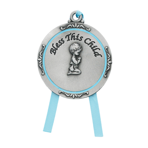 Praying Boy “Bless This Child” Crib Medal