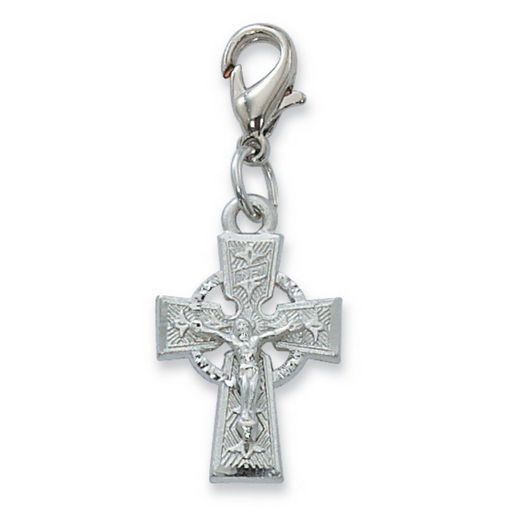 Rhodium Celtic Crucifix Clip Charm