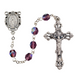 Rhodium Necklace Cross, Auto Rosary, Rosary Bracelet And Rosary - Birthstone Amethyst Gift Set