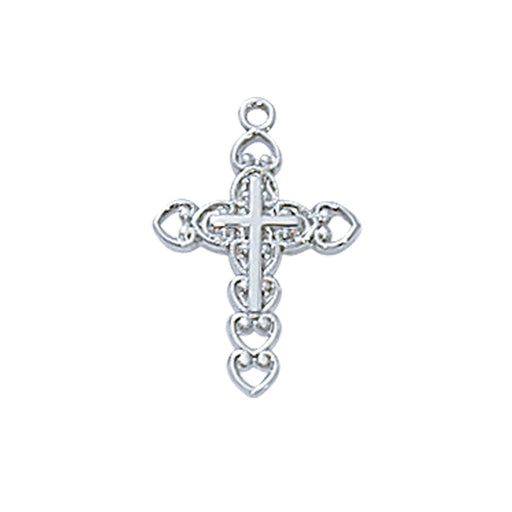 Rhodium Plated Cross With 16-18” Platinum Plated Brass Chain