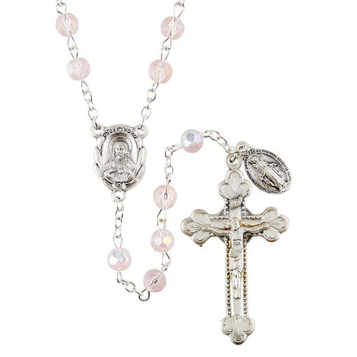 Sacred Heart Prague Rose Rosary With Miraculous Medal Dangle