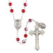 Sacred Heart Prague Ruby Rosary With Miraculous Medal Dangle