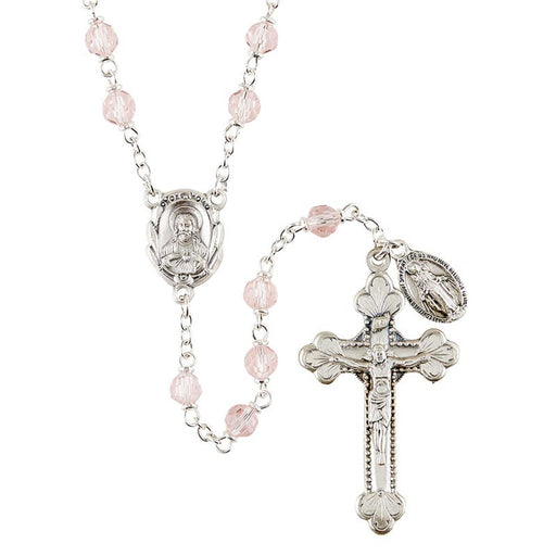 Sacred Heart Vienna Rose Rosary With Miraculous Medal Dangle