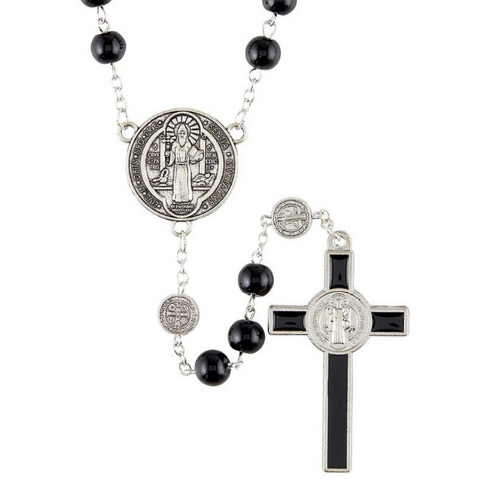 Saint Benedict Black Rosary - 6 Pieces Per Package