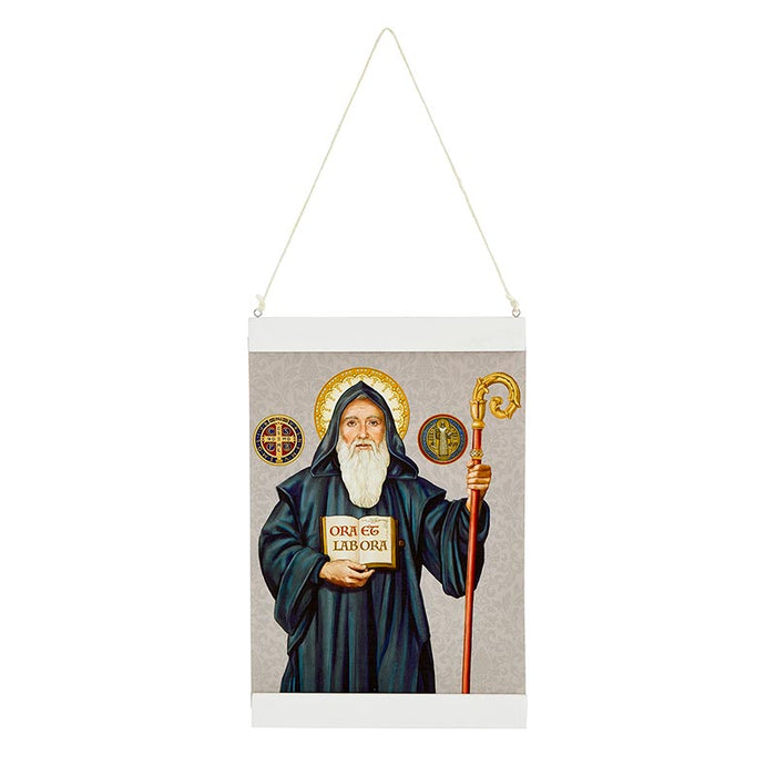 Saint Benedict Canvas Wall Decor - Gray Background