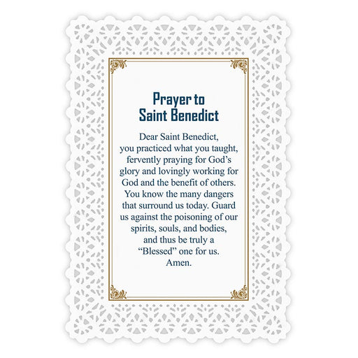 Saint Benedict Lace Holy Card