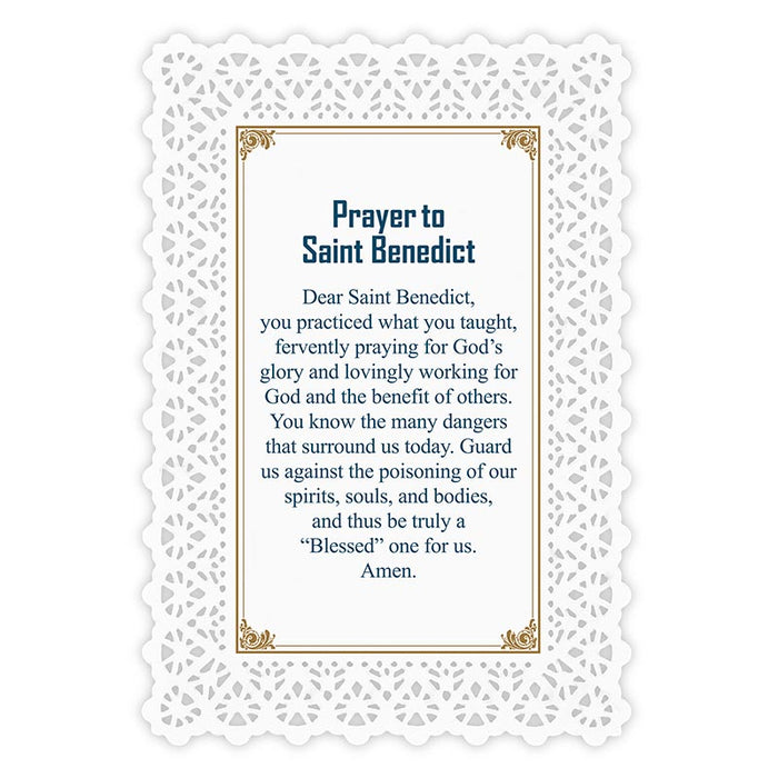 Saint Benedict Lace Holy Card