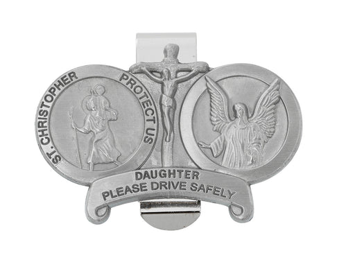 Saint Christopher and Guardian Angel Daughter Drive Safe Visor Clip