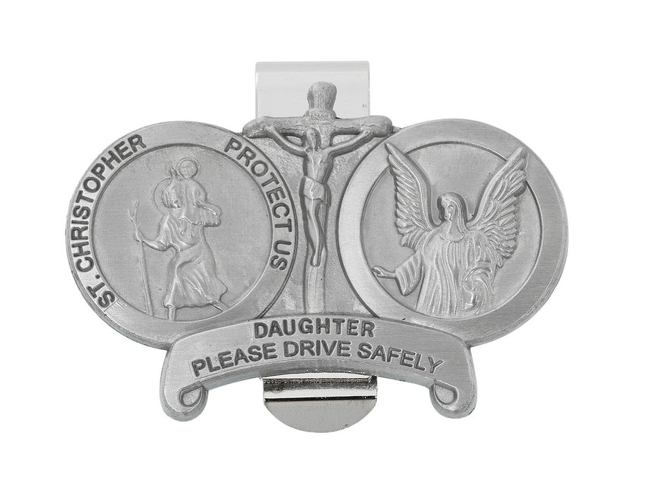 Saint Christopher and Guardian Angel Daughter Drive Safe Visor Clip