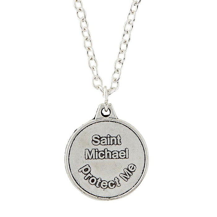 Saint Michael Black Enamel Necklace