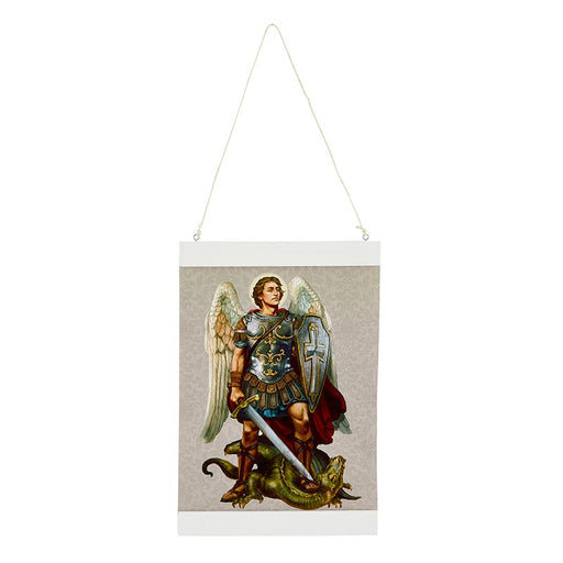 Saint Michael Canvas Wall Decor - Gray Background