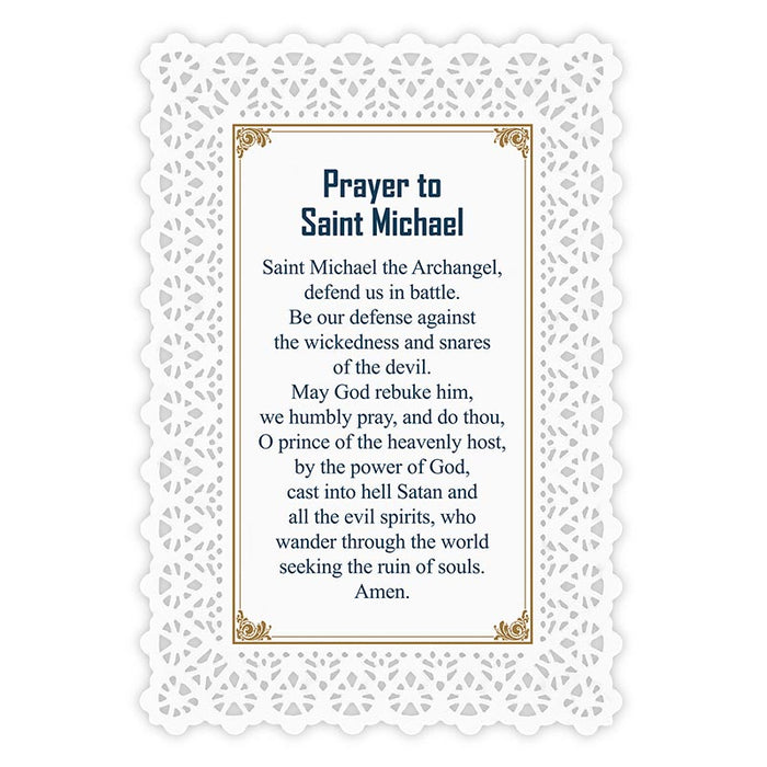 Saint Michael Prayer Lace Holy Card